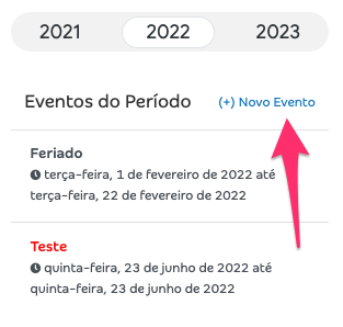 cadastrar um novo evento ou feriado